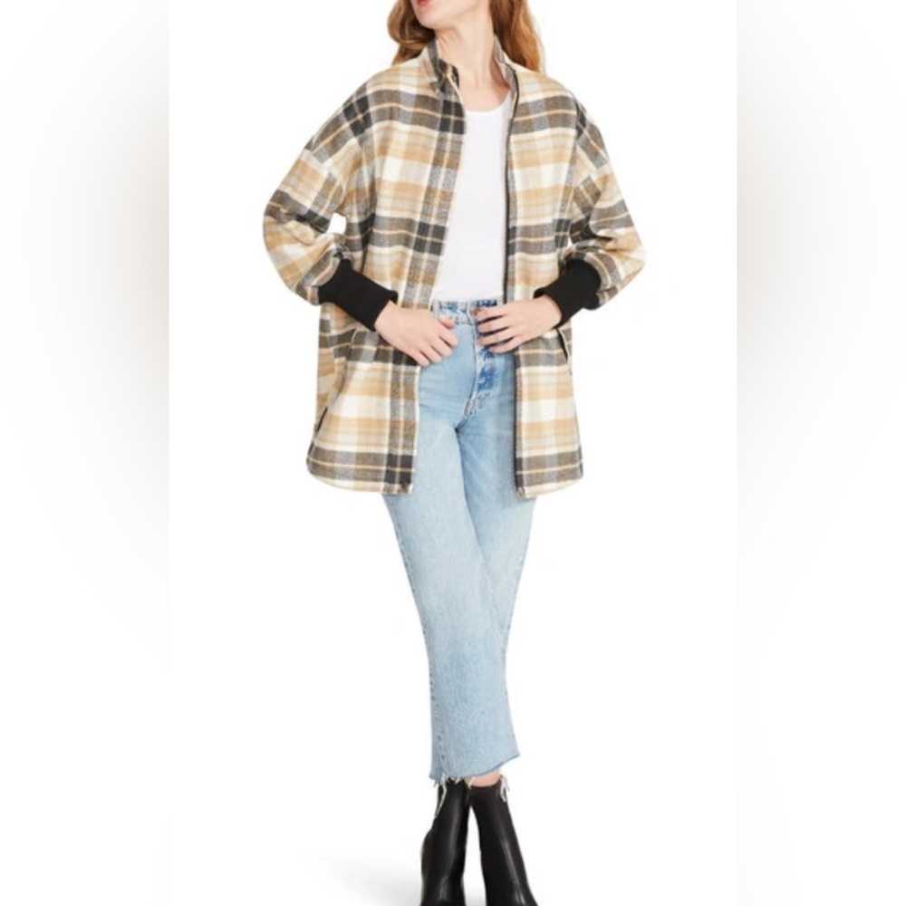 BB Dakota Steve Madden Plaid Warm Jacket Zipper Size Medium NWT